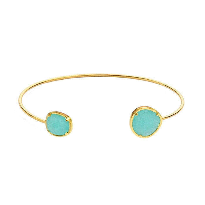 TAI JEWELRY Bracelet Gold/Mint Asymmetrical Circle Stone Open Bracelet