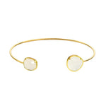 TAI JEWELRY Bracelet Gold/Moonstone Asymmetrical Circle Stone Open Bracelet