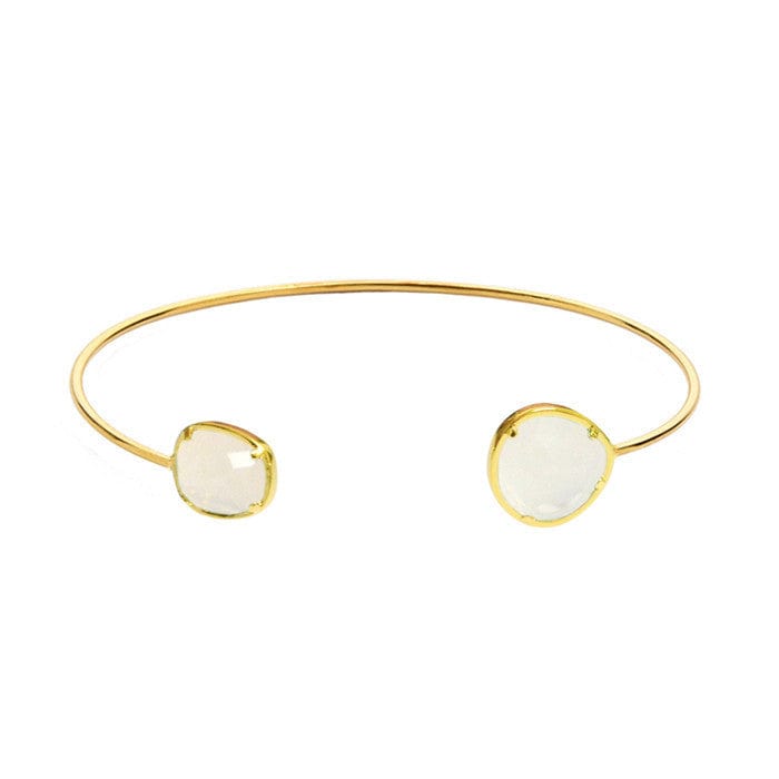 TAI JEWELRY Bracelet Gold/Moonstone Asymmetrical Circle Stone Open Bracelet