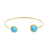 TAI JEWELRY Bracelet Gold/Turq Asymmetrical Circle Stone Open Bracelet