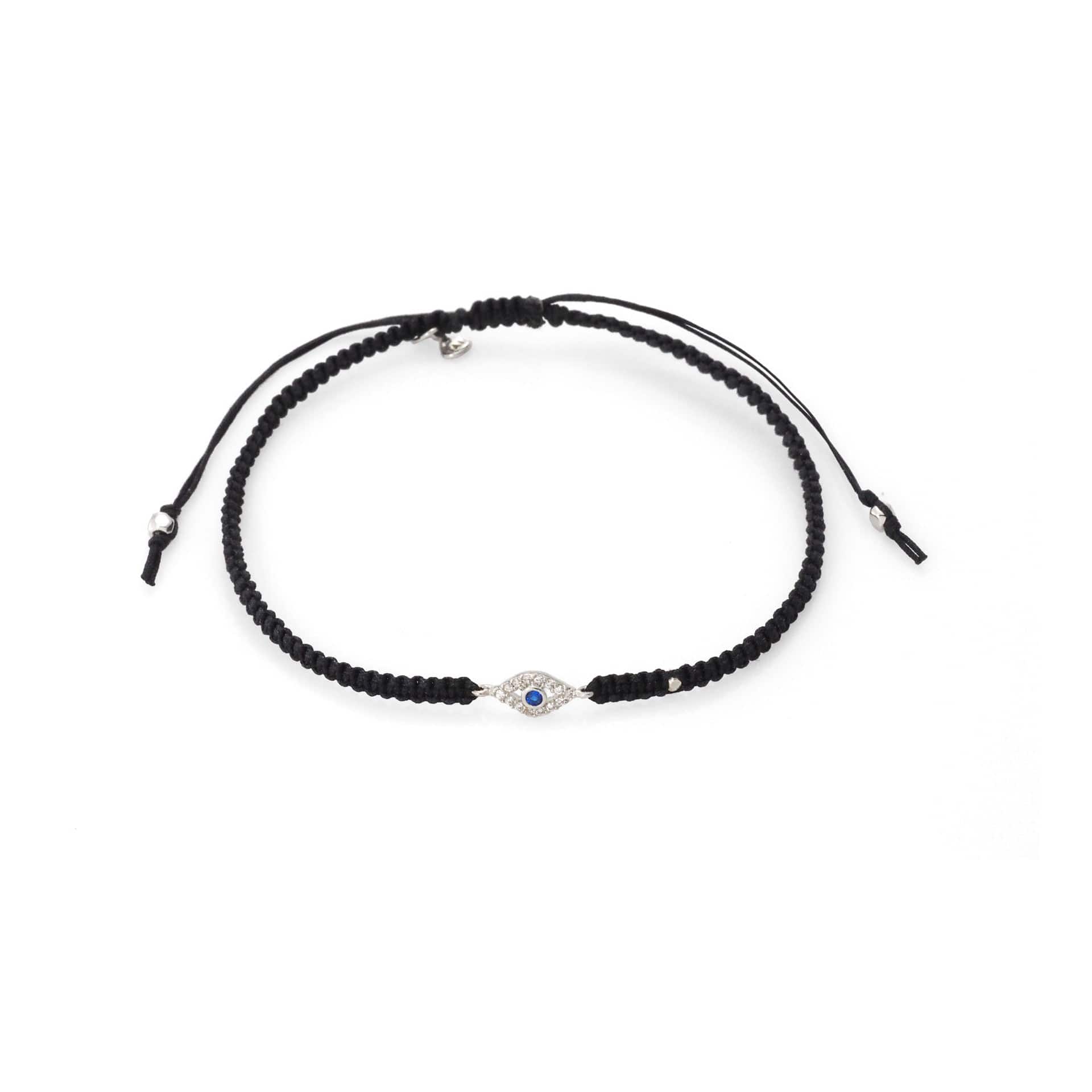 TAI JEWELRY | Braided Silk Cord Bracelet With Mini Evil Eye | Bracelet |