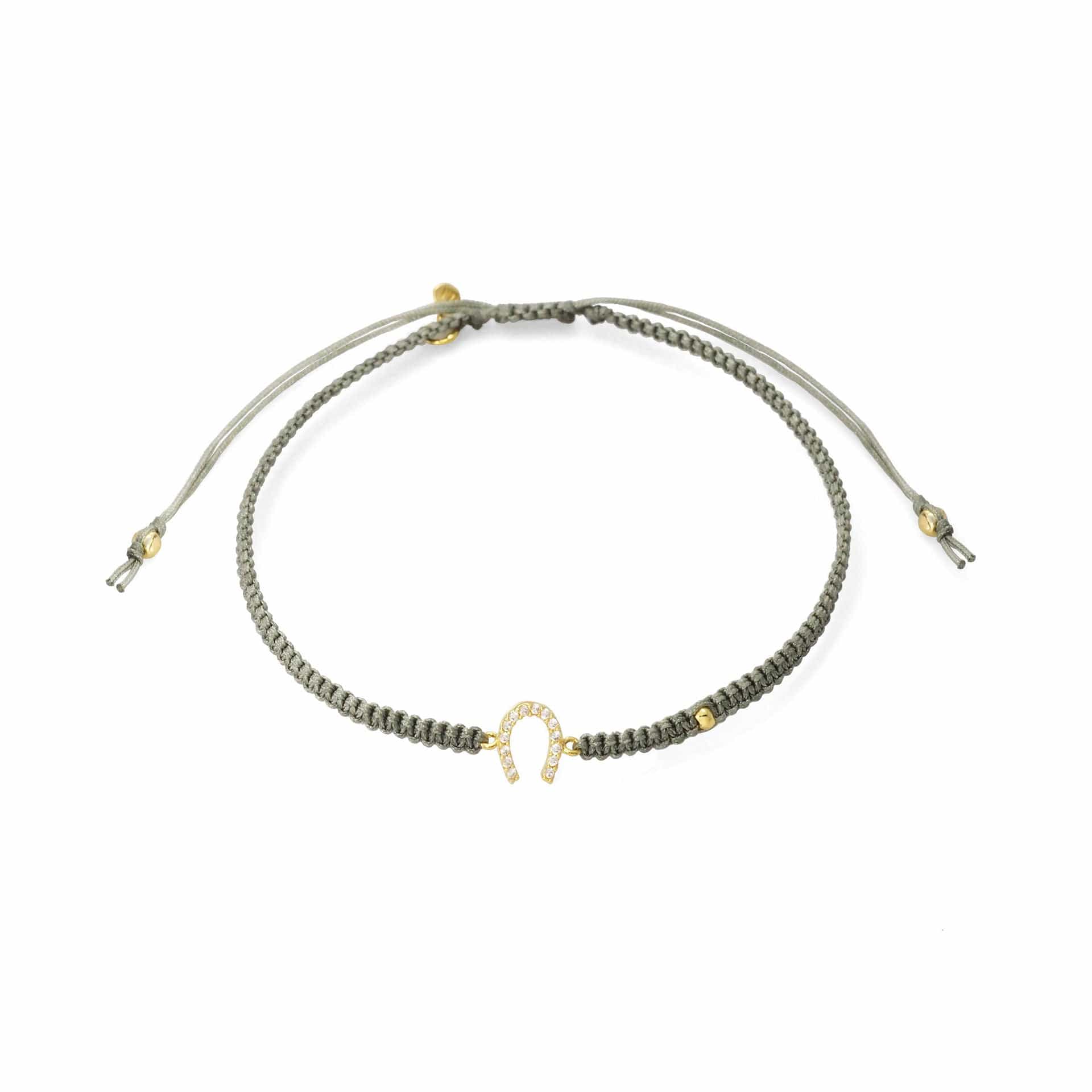 TAI JEWELRY | Braided Silk Cord Bracelet With Mini Horseshoe | Bracelet |