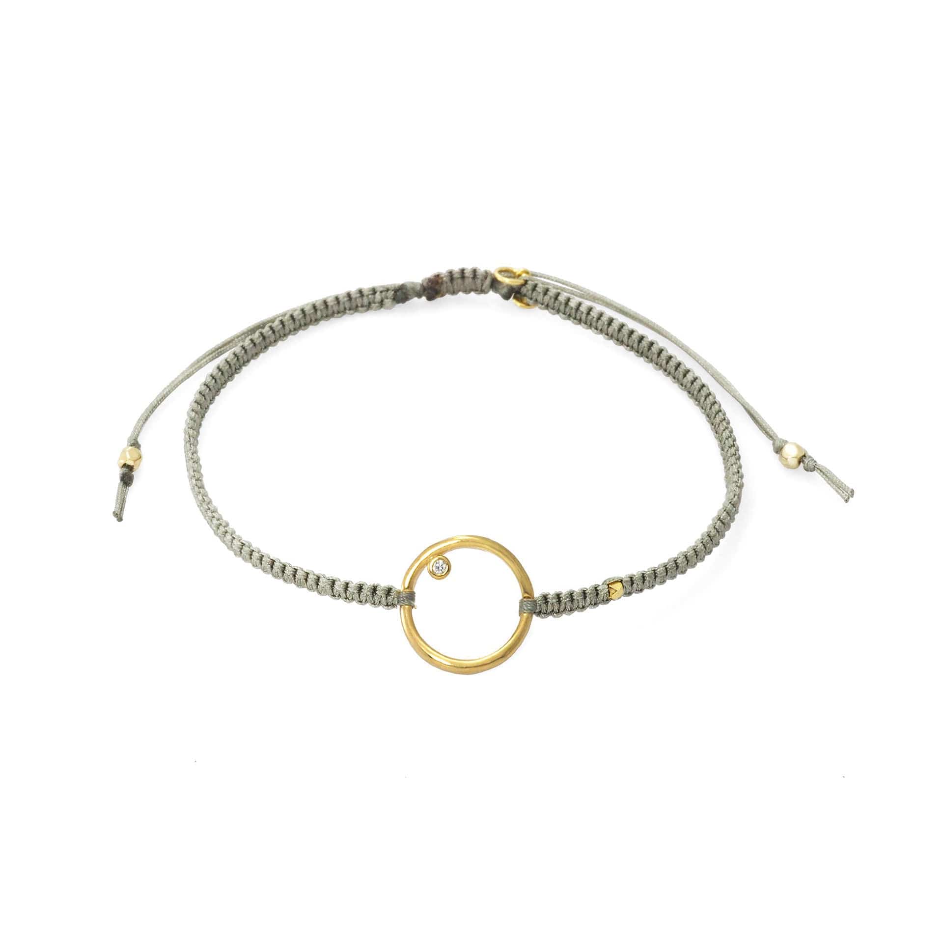 TAI JEWELRY Bracelet GOLD / LIGHT GREY Braided Silk Cord Bracelet With Open Circle