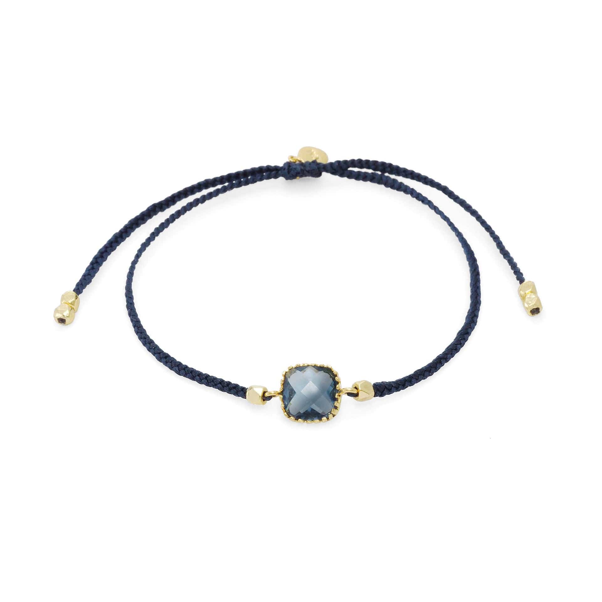 TAI JEWELRY Bracelet NAVY Braided Square Charm Bracelet