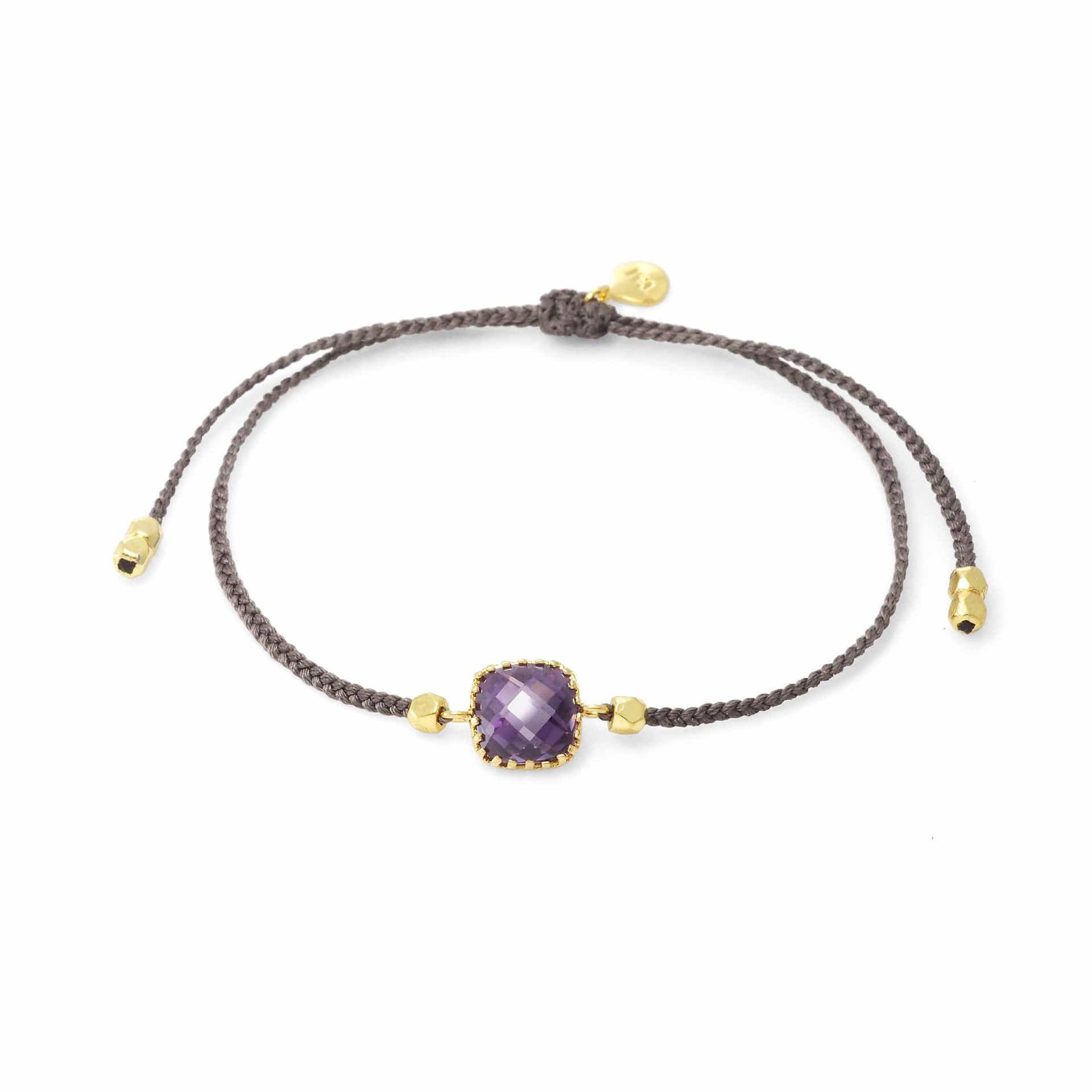 TAI JEWELRY Bracelet PURPLE Braided Square Charm Bracelet