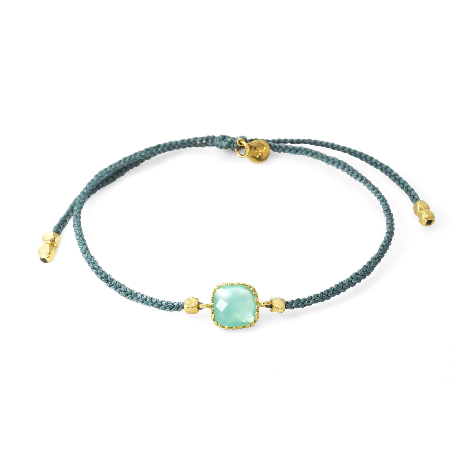 TAI JEWELRY Bracelet TEAL Braided Square Charm Bracelet