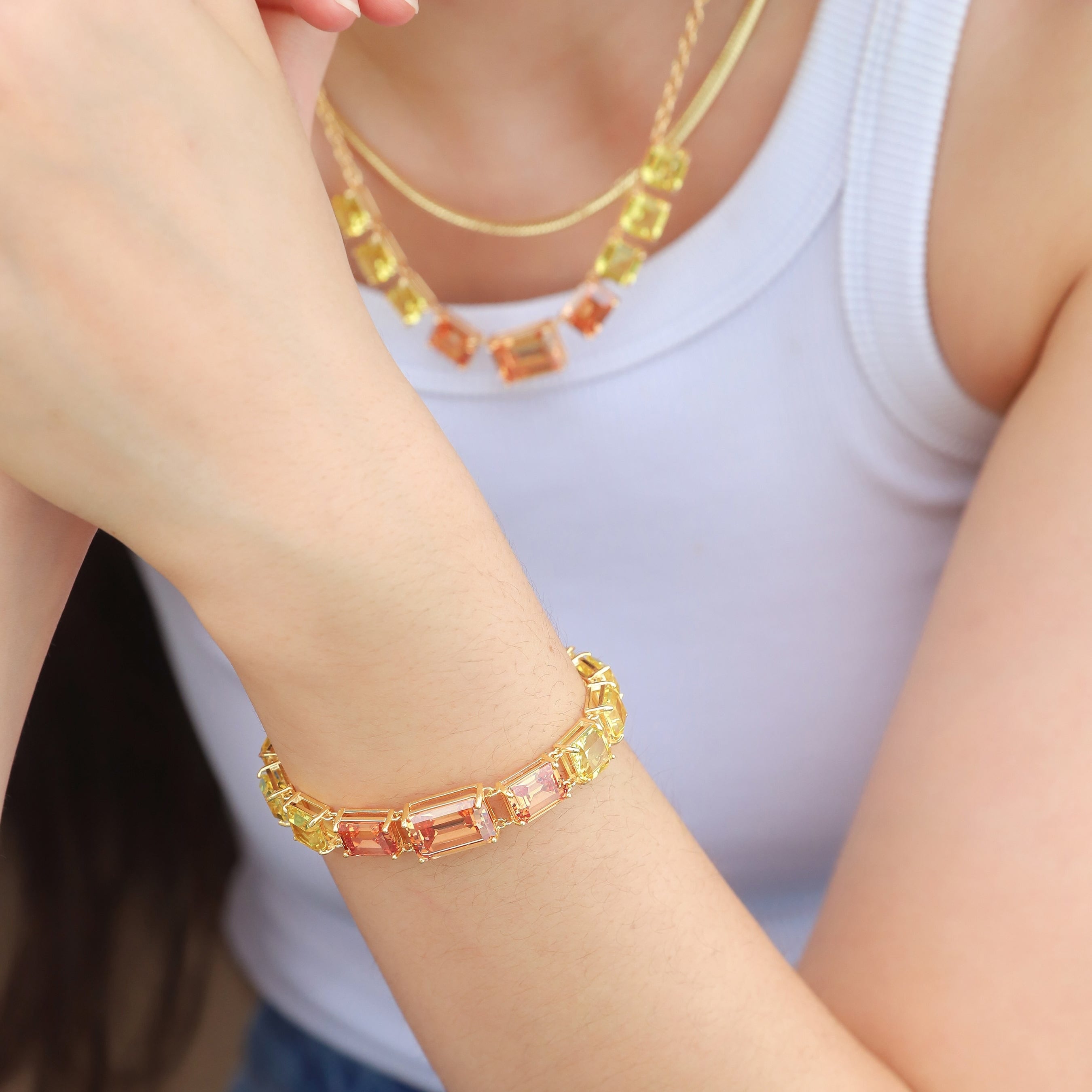 TAI JEWELRY | Chunky Emerald Cut Glass Bracelet | Bracelet |