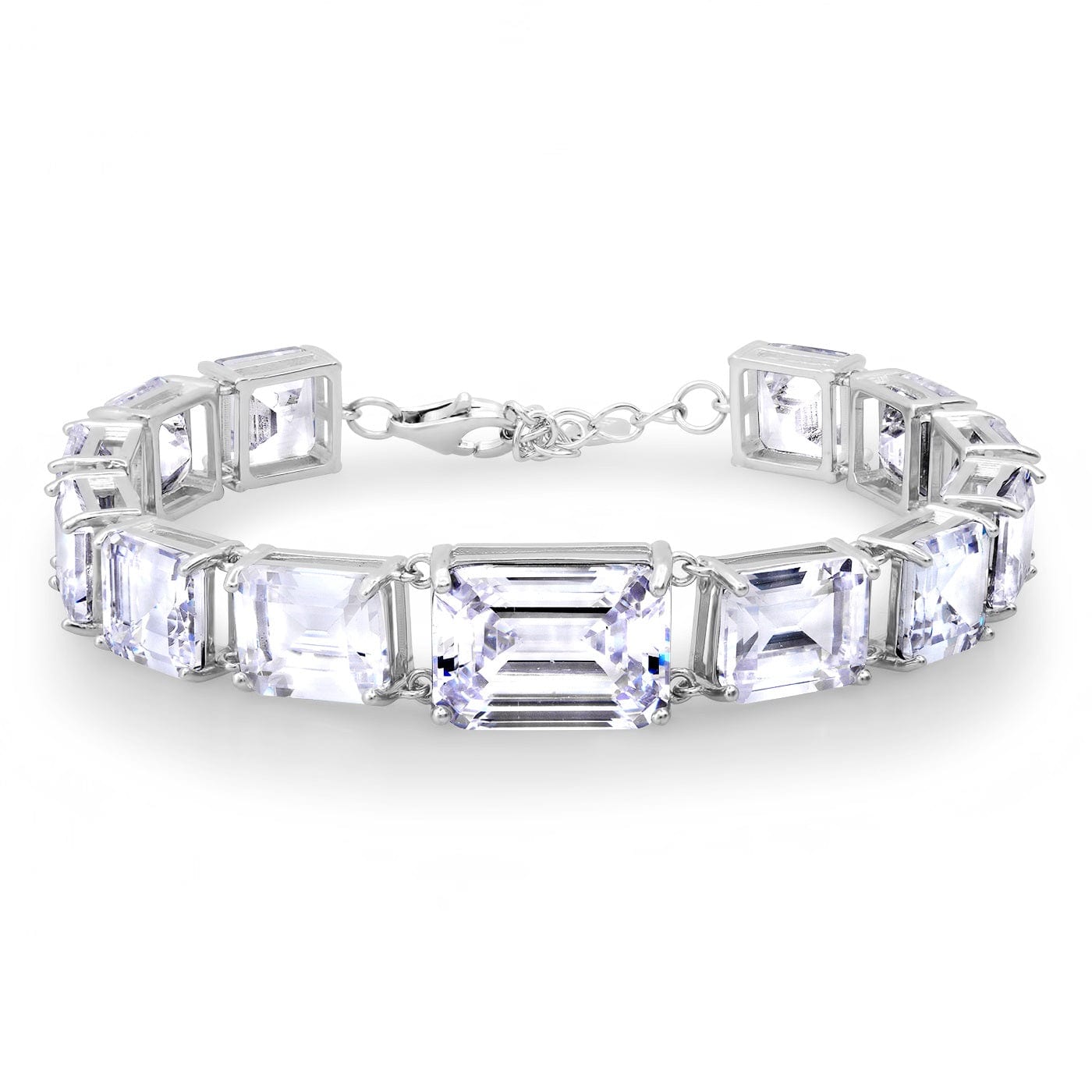 TAI JEWELRY Bracelet Clear Chunky Emerald Cut Glass Bracelet