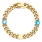 TAI JEWELRY | Gold Curb Chain Bracelet with Glass Stone Accents | Bracelet |