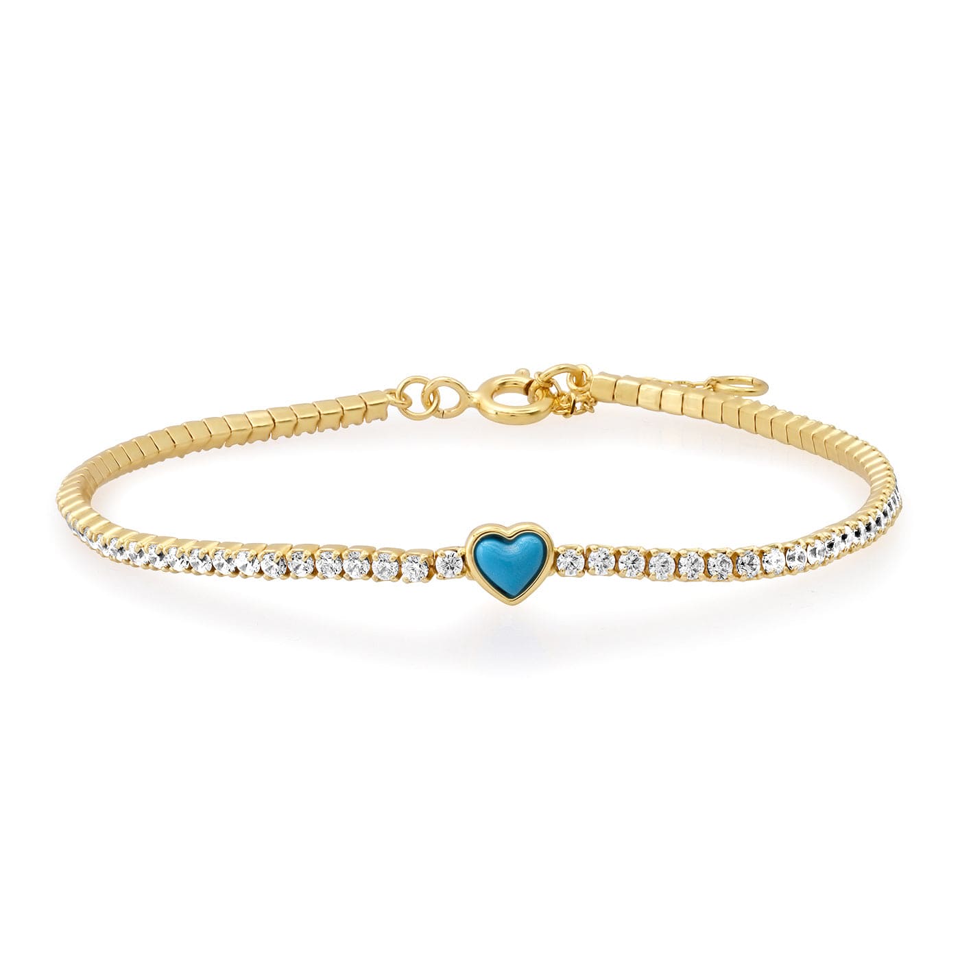 TAI JEWELRY Bracelet CZ Tennis Bracelet with Turquoise Heart