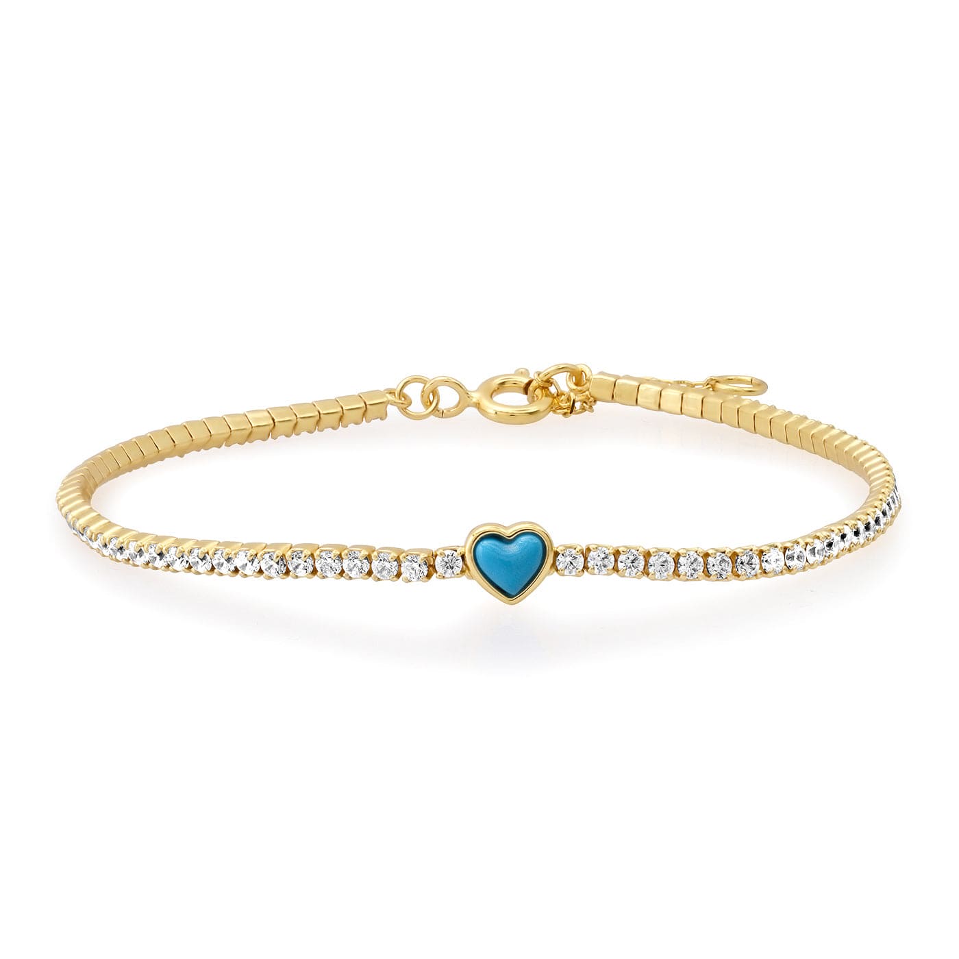 TAI JEWELRY | CZ Tennis Bracelet with Turquoise Heart | Bracelet |