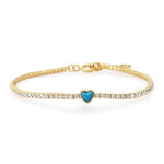 TAI JEWELRY | CZ Tennis Bracelet with Turquoise Heart | Bracelet |