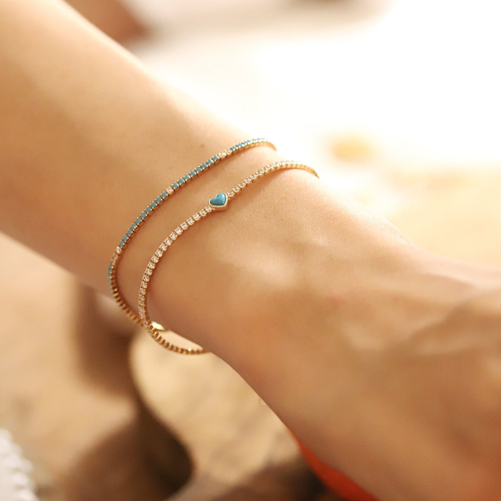 TAI JEWELRY | CZ Tennis Bracelet with Turquoise Heart | Bracelet |