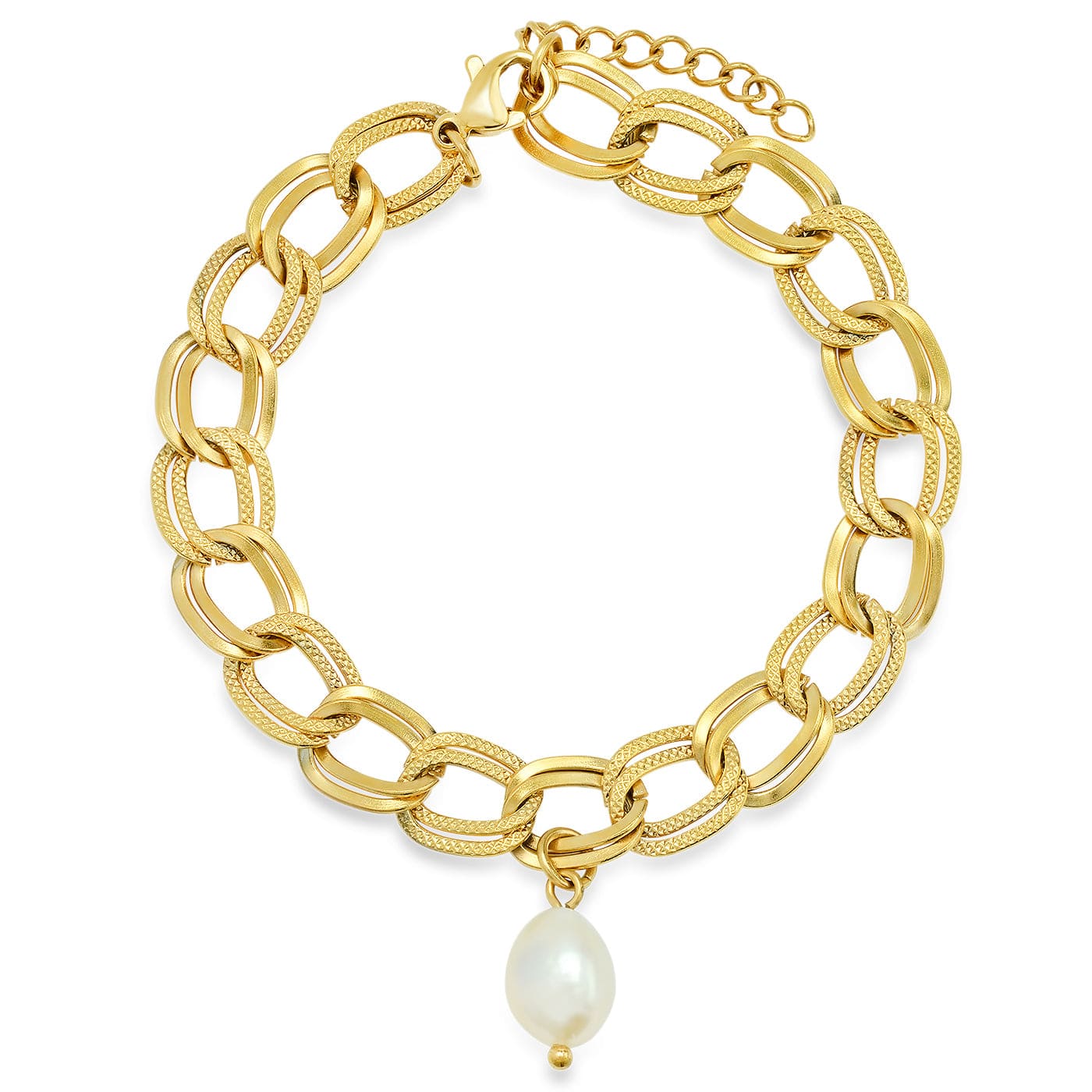 TAI JEWELRY Bracelet Double Chain Bracelet With Freshwater Pearl