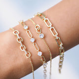 TAI JEWELRY | Double Link Bracelet With Bezel Set CZ | Bracelet |