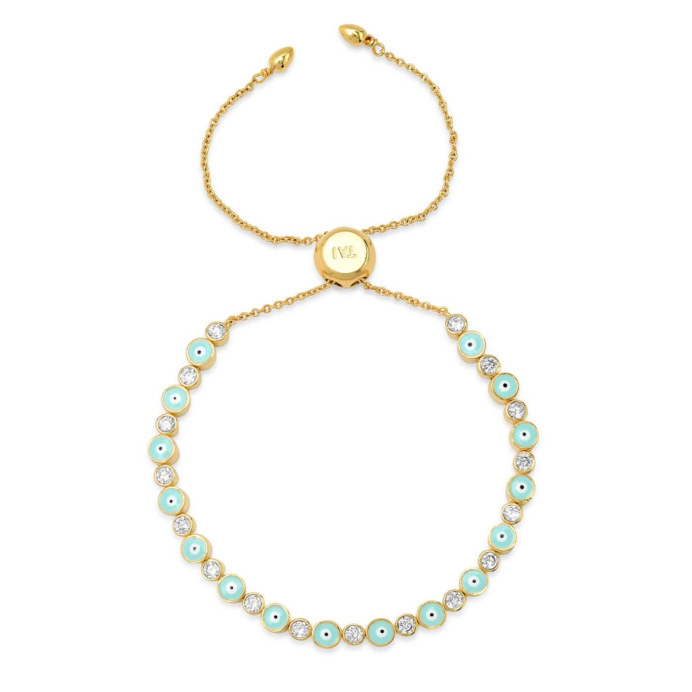 TAI JEWELRY Bracelet Enamel Evil Eye And Cz Bolo Bracelet