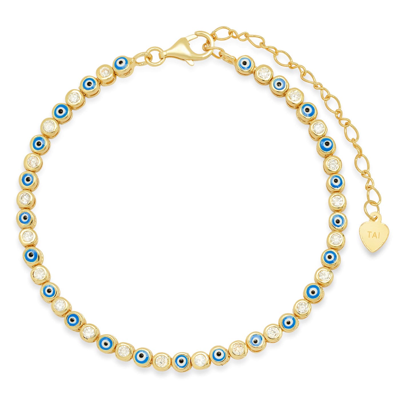 TAI JEWELRY Bracelet Light Blue Enamel Evil Eye Gold Bracelet