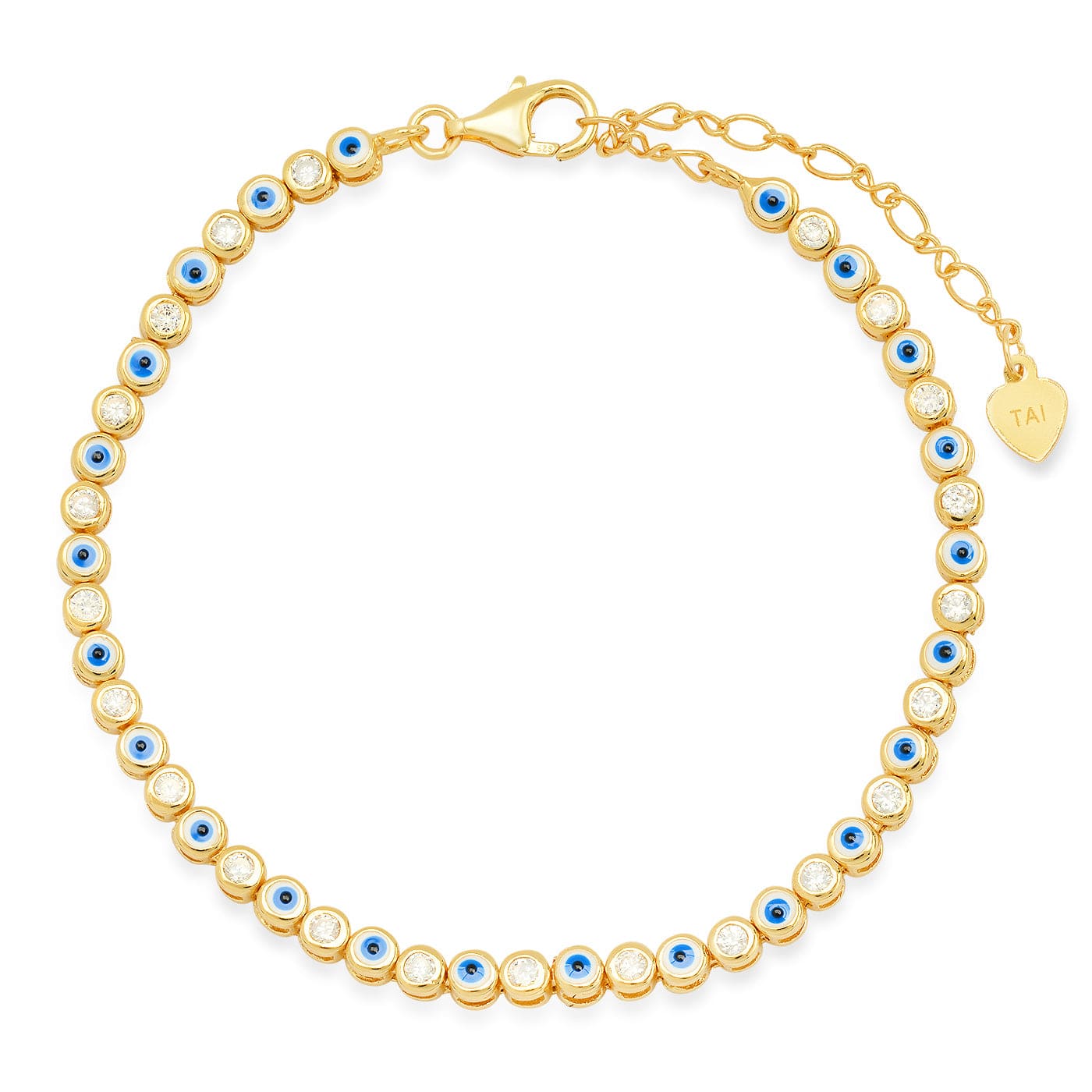 TAI JEWELRY Bracelet White Enamel Evil Eye Gold Bracelet