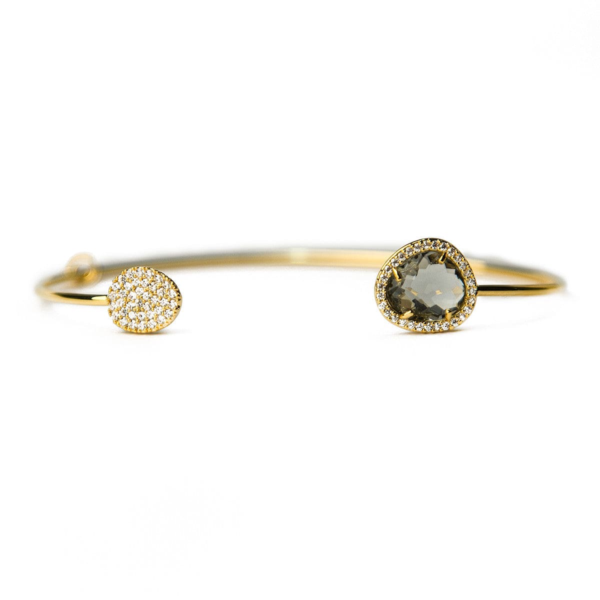 TAI JEWELRY Bracelet GOLD-CHARCOAL Glass With Pave Cuff Bracelet