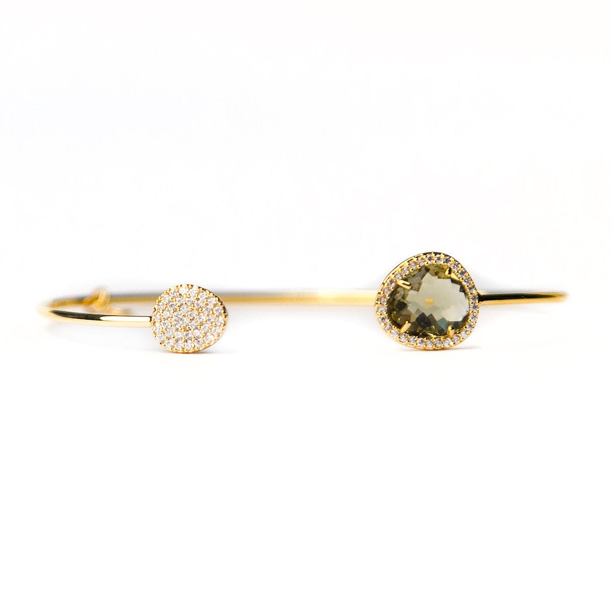 TAI JEWELRY Bracelet GOLD- OLIVE Glass With Pave Cuff Bracelet