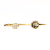 TAI JEWELRY Bracelet GOLD- OLIVE Glass With Pave Cuff Bracelet