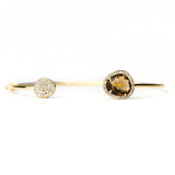 TAI JEWELRY Bracelet GOLD-SMOKY TOPAZ Glass With Pave Cuff Bracelet