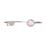 TAI JEWELRY Bracelet SILVER-ICE PINK Glass With Pave Cuff Bracelet