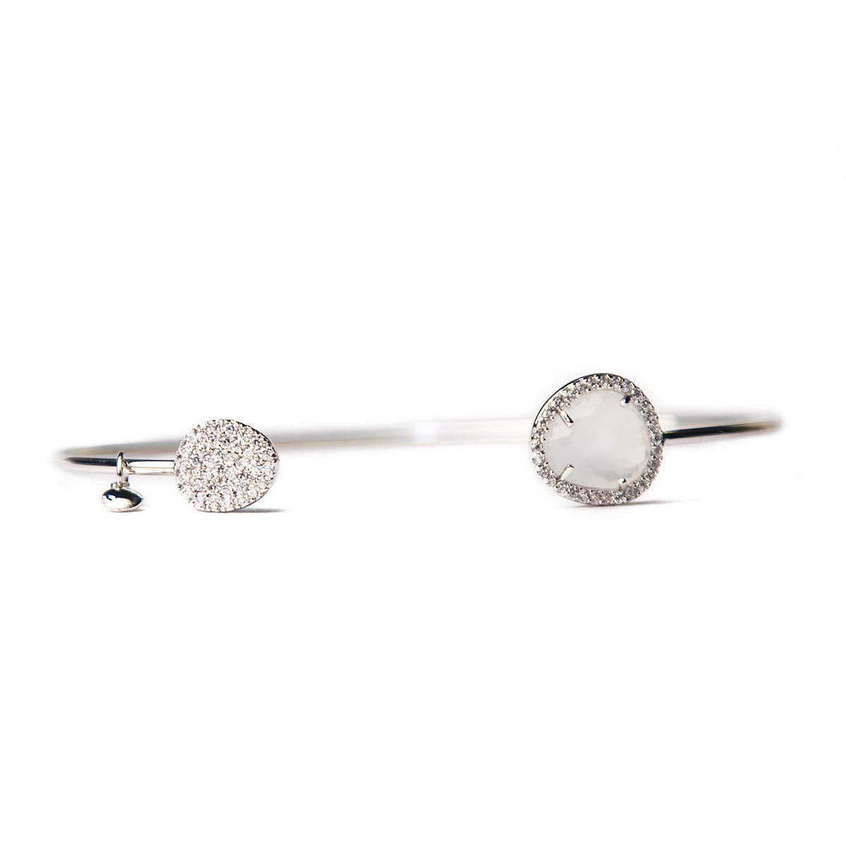 TAI JEWELRY Bracelet SILVER- MOON Glass With Pave Cuff Bracelet