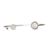 TAI JEWELRY Bracelet SILVER- MOON Glass With Pave Cuff Bracelet