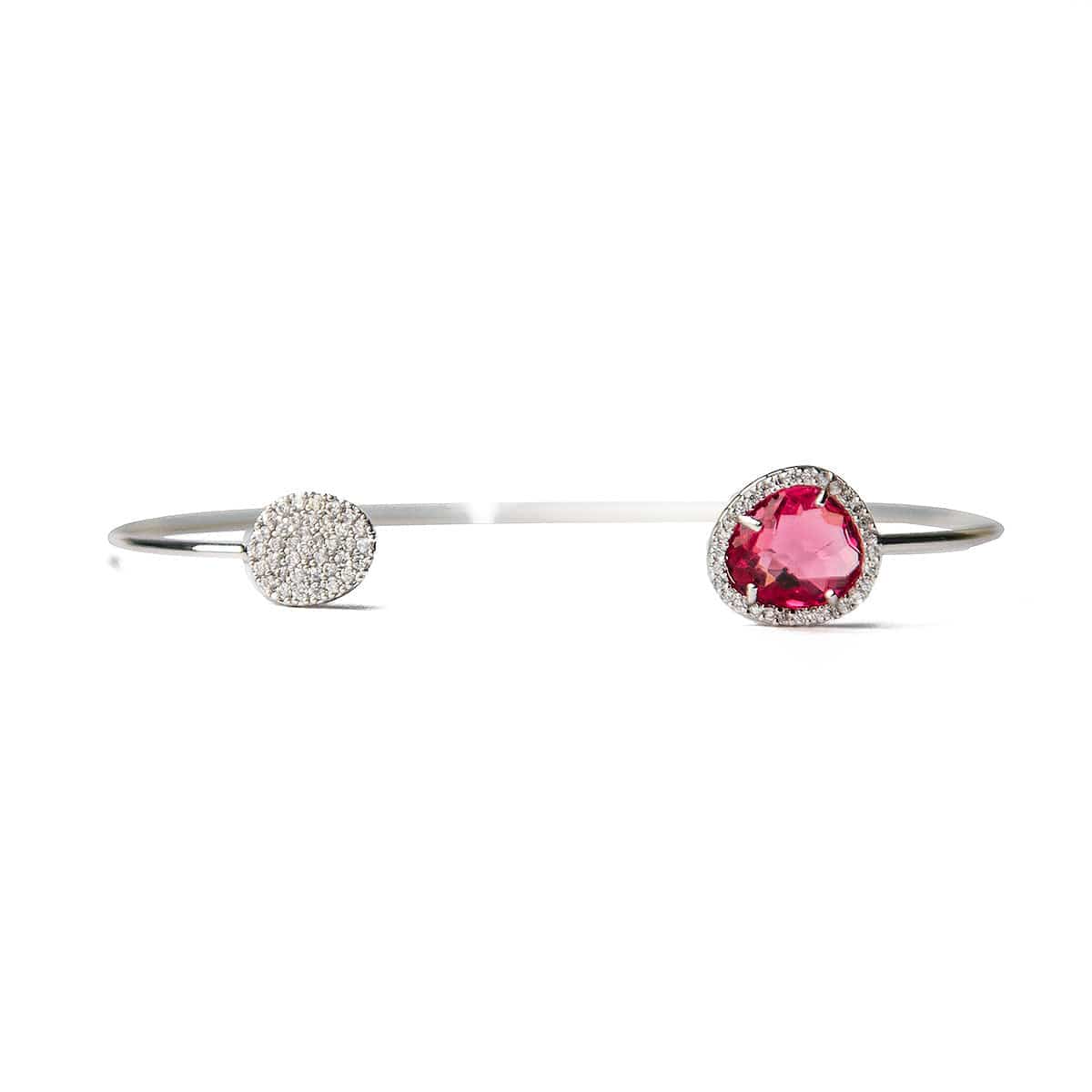 TAI JEWELRY Bracelet SILVER- RUBY Glass With Pave Cuff Bracelet