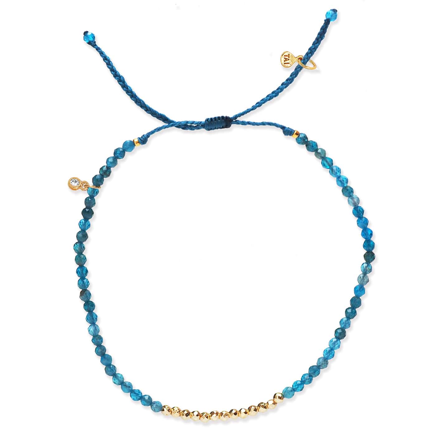 TAI JEWELRY Bracelet BLUE APATITE Gold Line Stone Beaded Bracelet