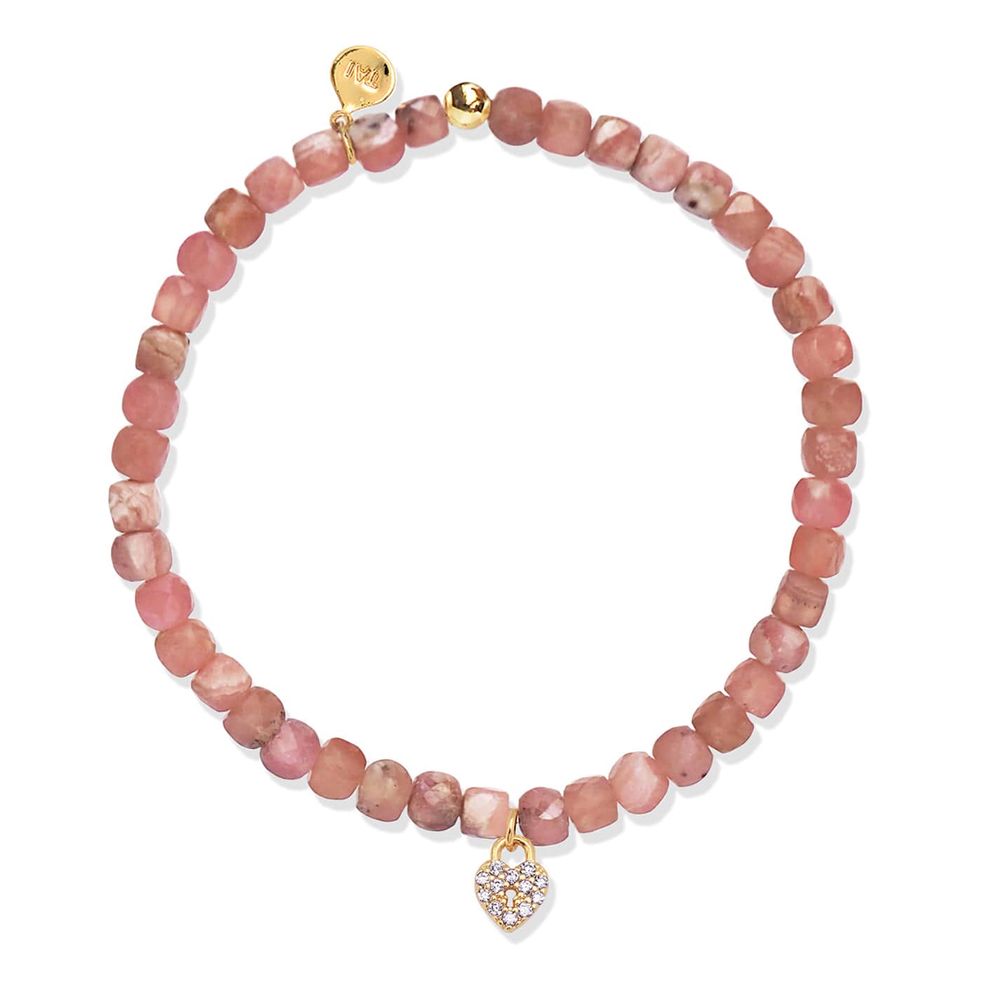 TAI JEWELRY Bracelet Heart Lock Handmade Beaded Stretch Bracelet With Dangle Accent