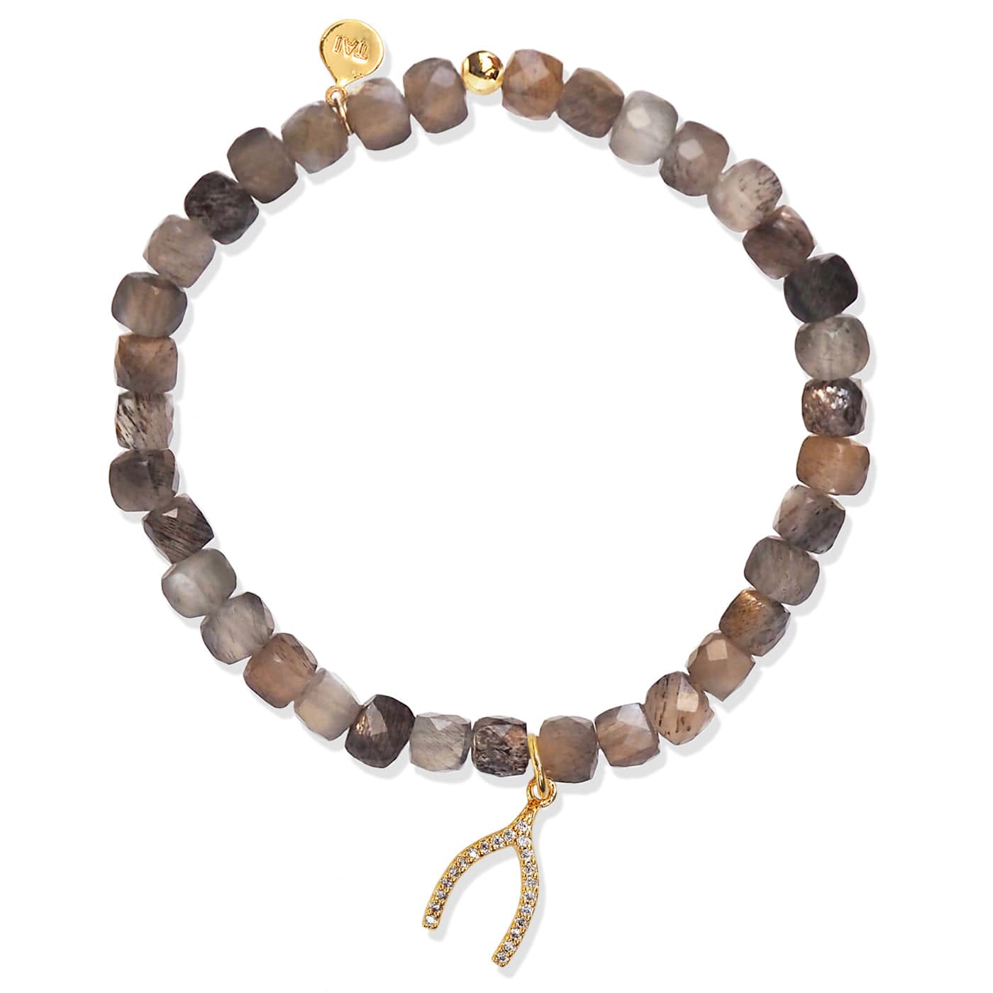 TAI JEWELRY Bracelet Wishbone Handmade Beaded Stretch Bracelet With Dangle Accent