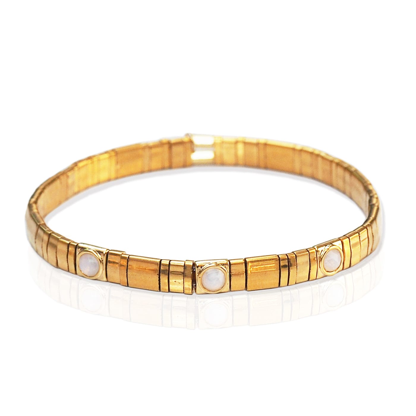 TAI JEWELRY | Handmade Gold Tila Bead Bracelet With Scattered Stone | Bracelet |