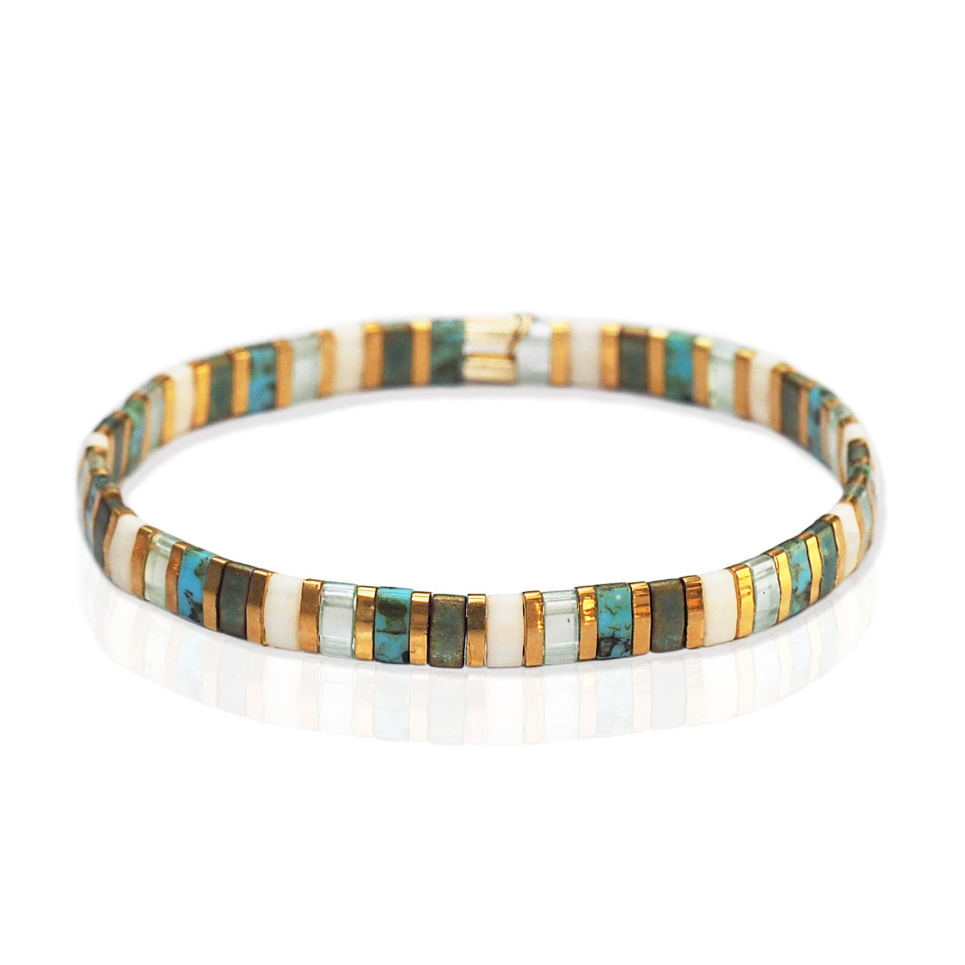 TAI JEWELRY | Handmade Marbleized Tila Beaded Stretch Bracelets | Bracelet |