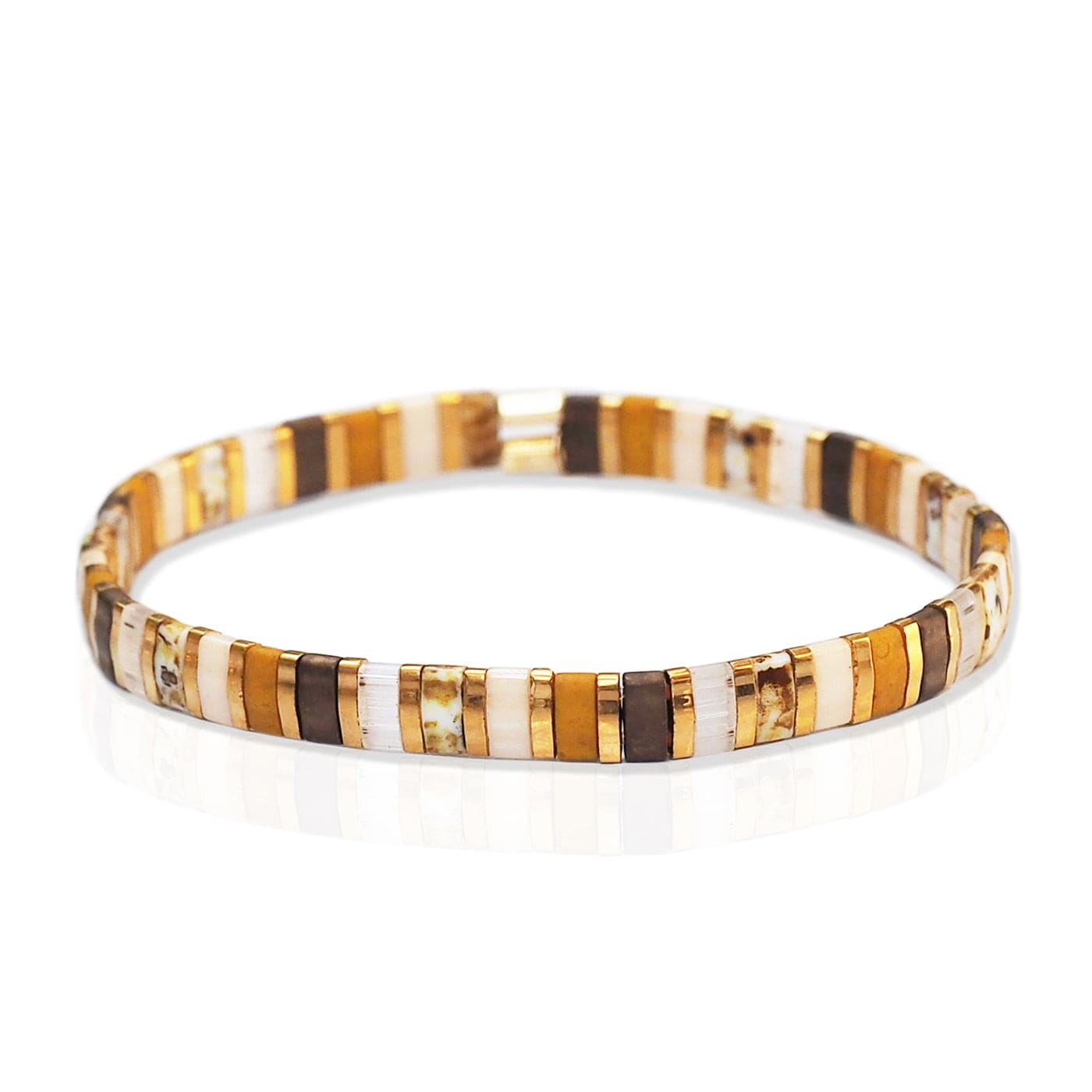 TAI JEWELRY | Handmade Marbleized Tila Beaded Stretch Bracelets | Bracelet |