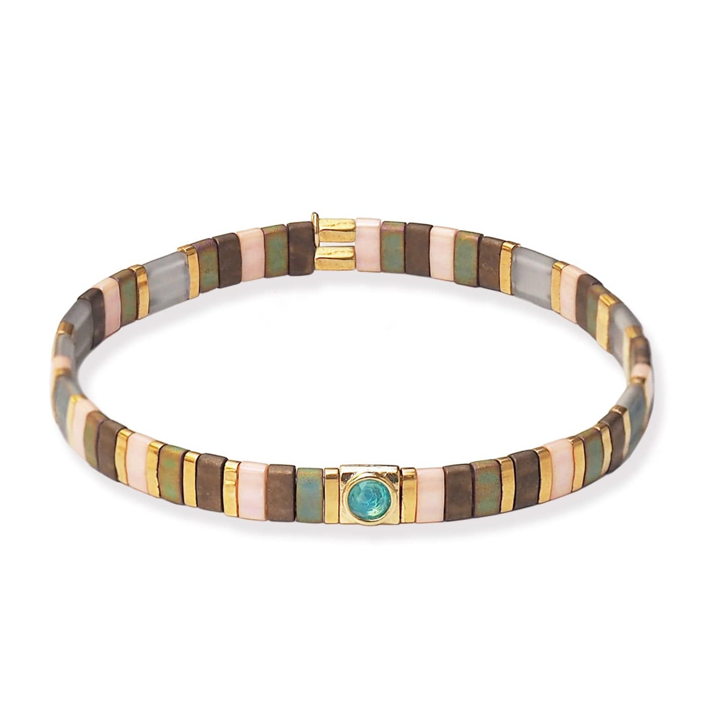 TAI JEWELRY Bracelet Handmade Neutral Tila Beaded Bracelet With Glass Accents