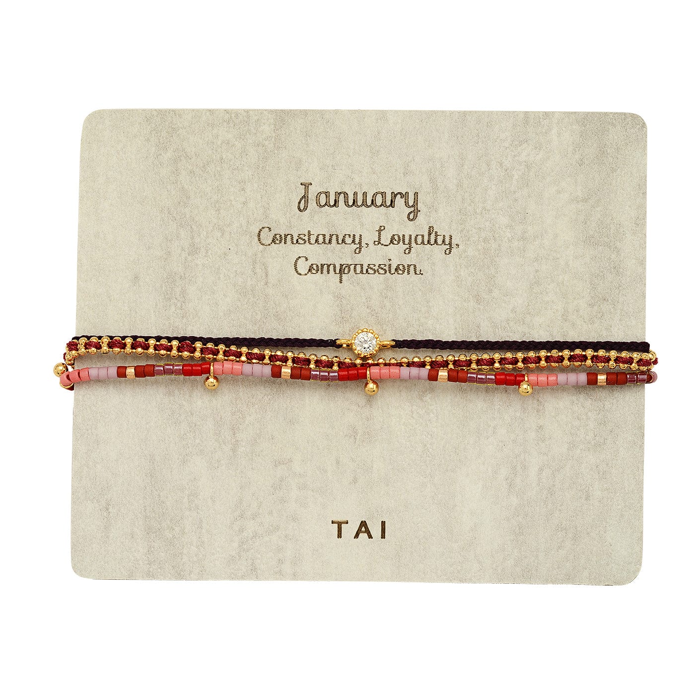 TAI JEWELRY | Handmade Pull Tie Birthstone Bracelets | Set Of 3 | Bracelet |