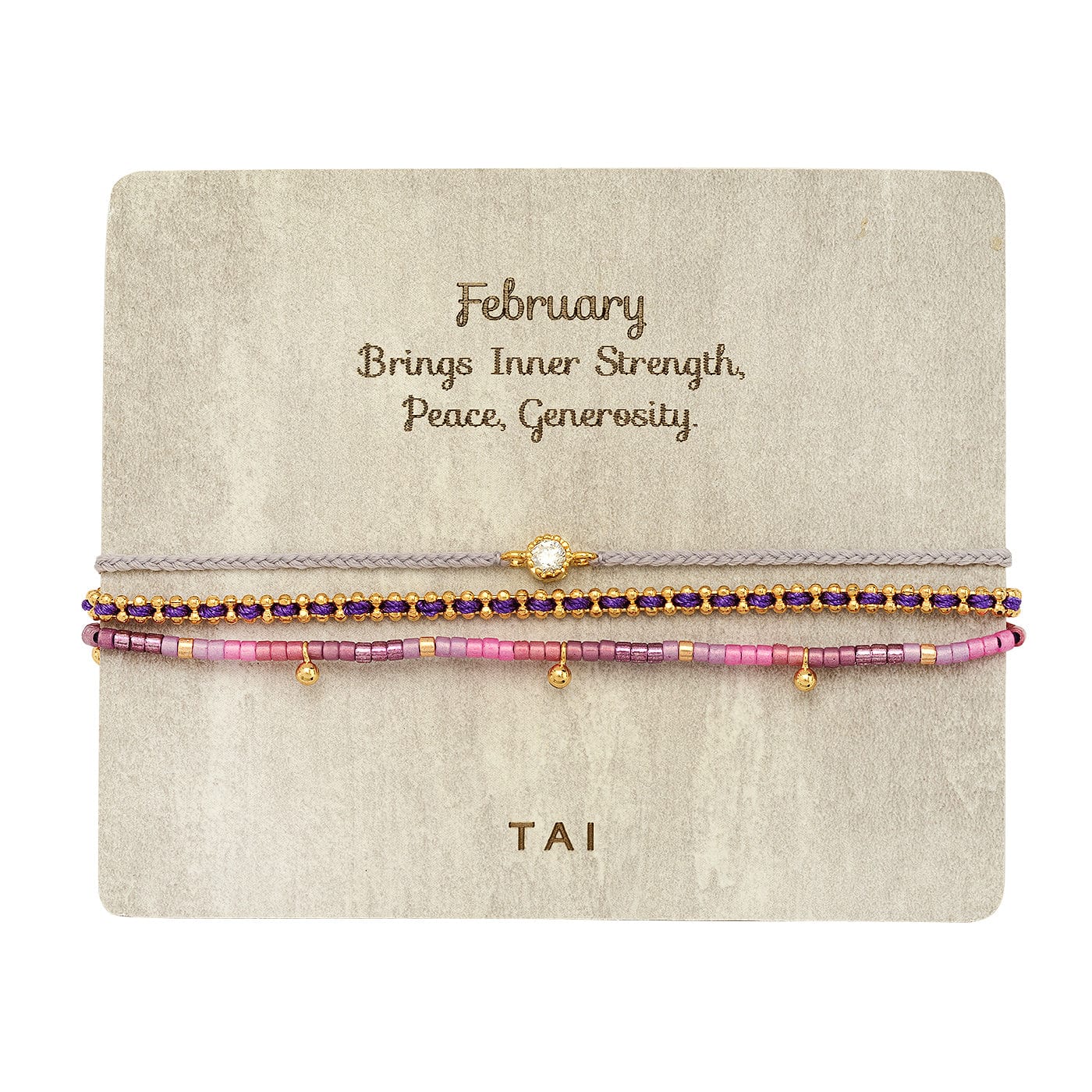 TAI JEWELRY | Handmade Pull Tie Birthstone Bracelets | Set Of 3 | Bracelet |