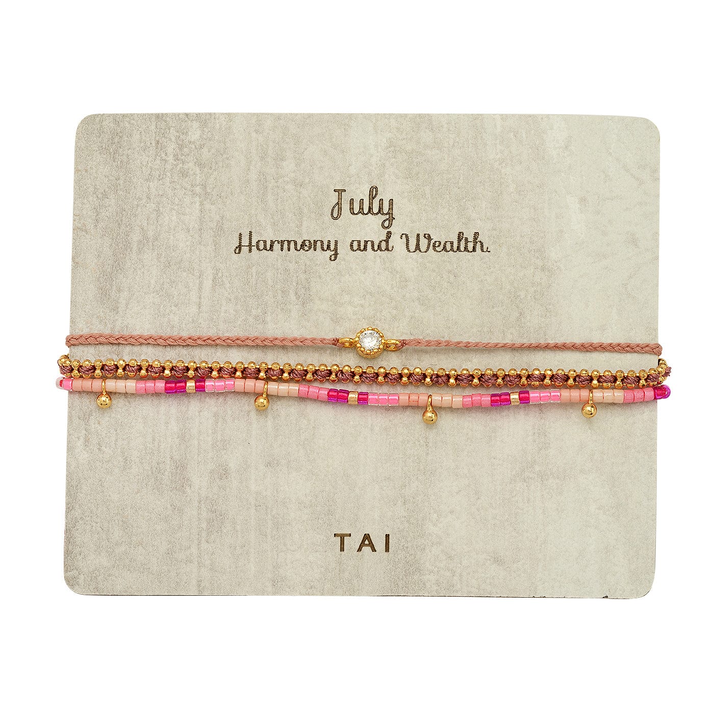 TAI JEWELRY | Handmade Pull Tie Birthstone Bracelets | Set Of 3 | Bracelet |