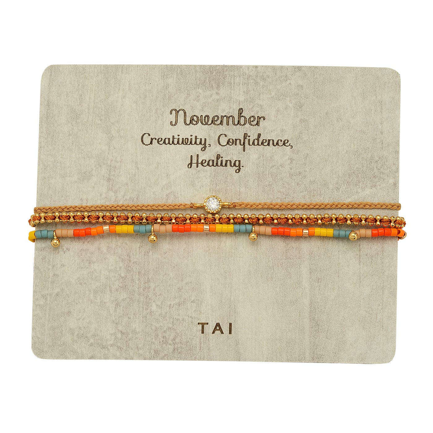 TAI JEWELRY | Handmade Pull Tie Birthstone Bracelets | Set Of 3 | Bracelet |