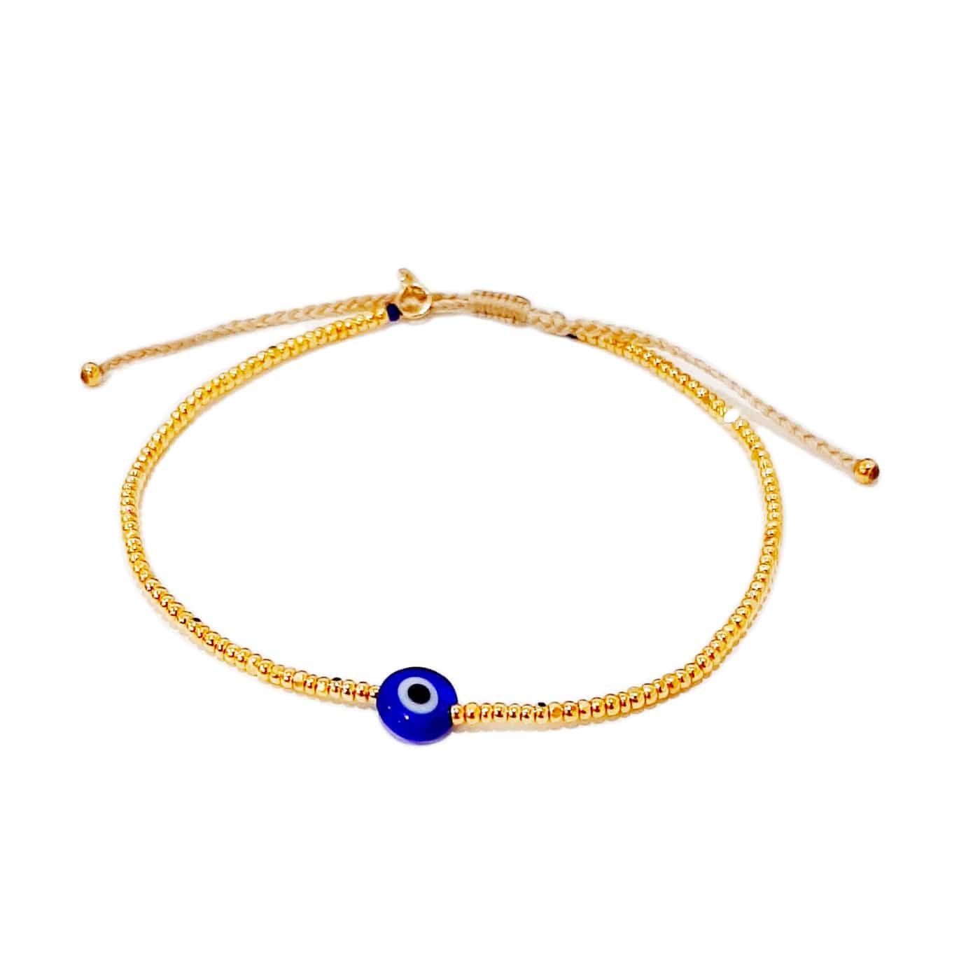 TAI JEWELRY Bracelet Gold Handmade Seed Bead Evil Eye Bracelet