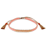 TAI JEWELRY Bracelet Light Pink Japanese Double Row Beaded W/ Gold Accent Bracelet | Handmade