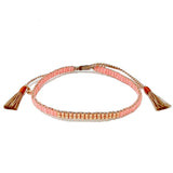 TAI JEWELRY Bracelet Light Pink Japanese Double Row Beaded W/ Gold Accent Bracelet | Handmade