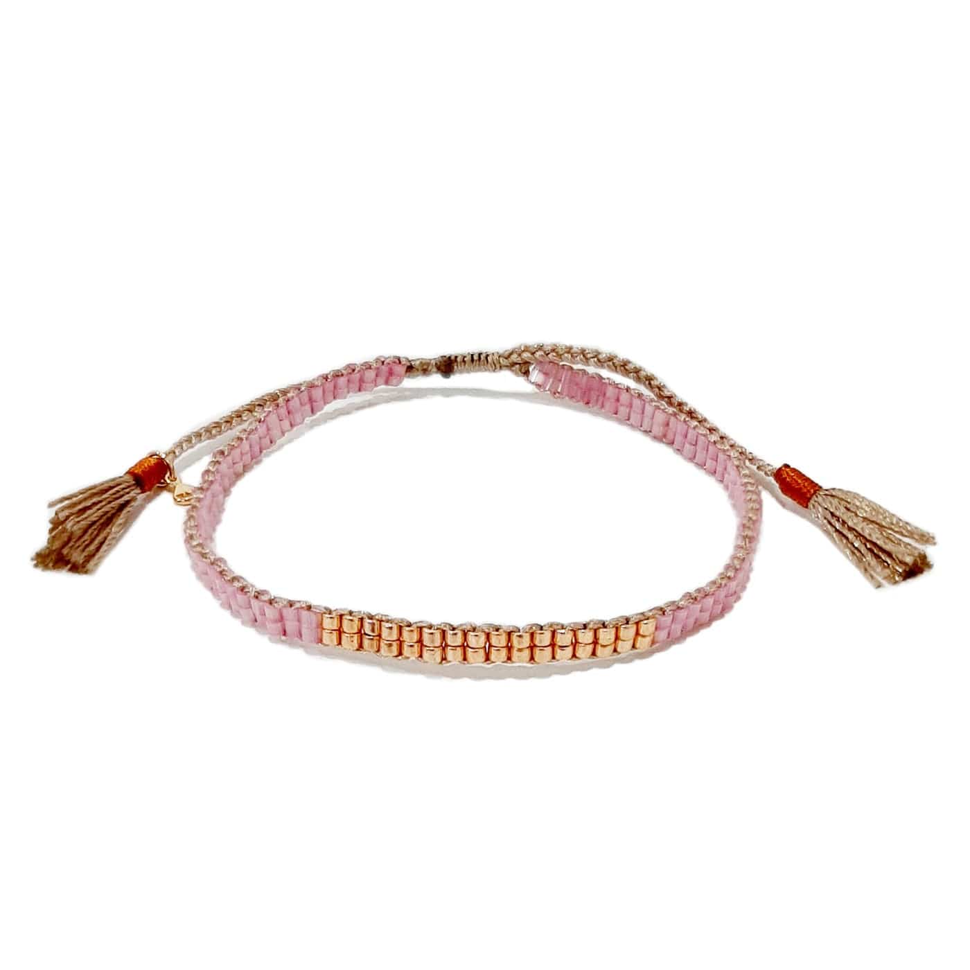 TAI JEWELRY Bracelet Purple Japanese Double Row Beaded W/ Gold Accent Bracelet | Handmade