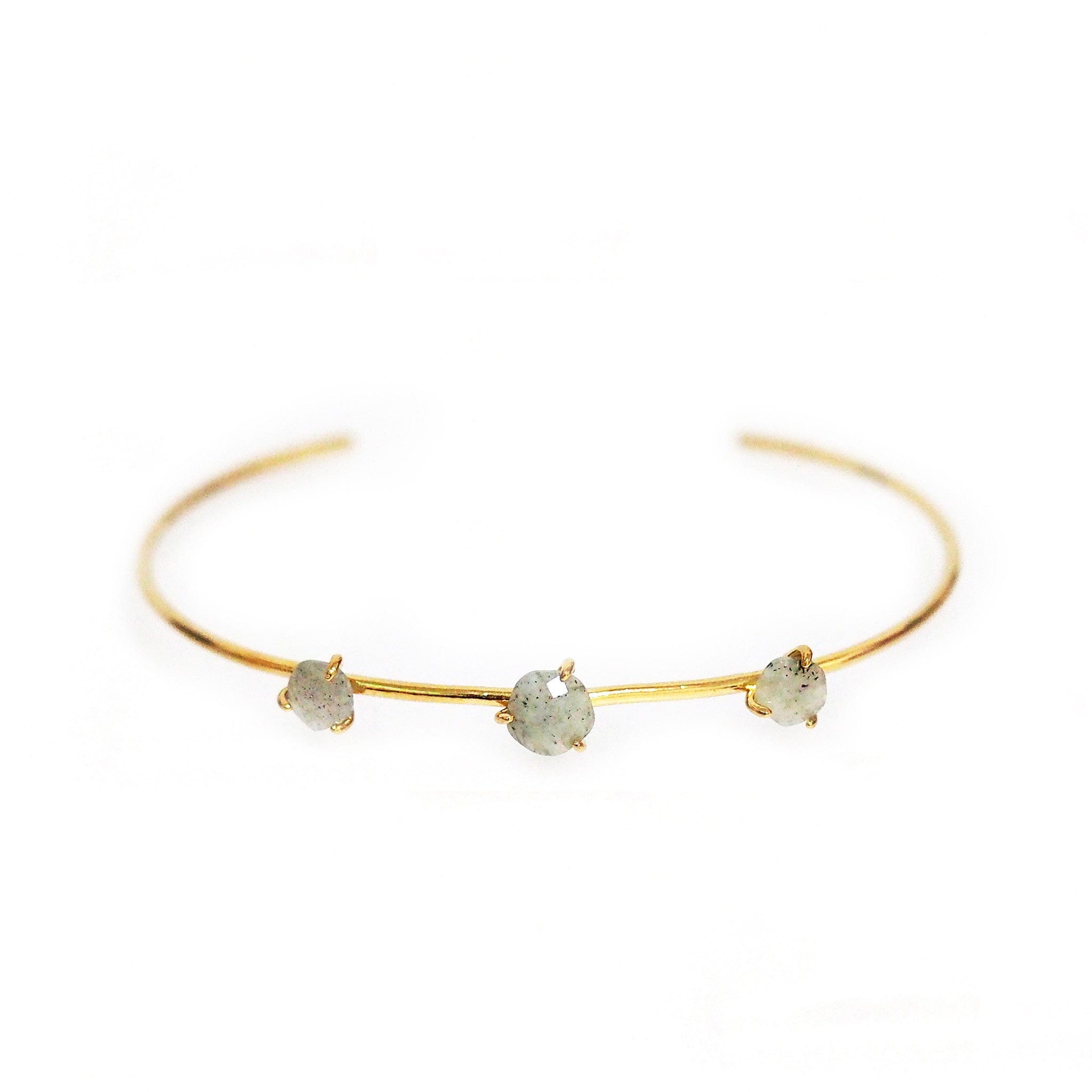 TAI JEWELRY Bracelet Labradorite 3 Stone Open Cuff