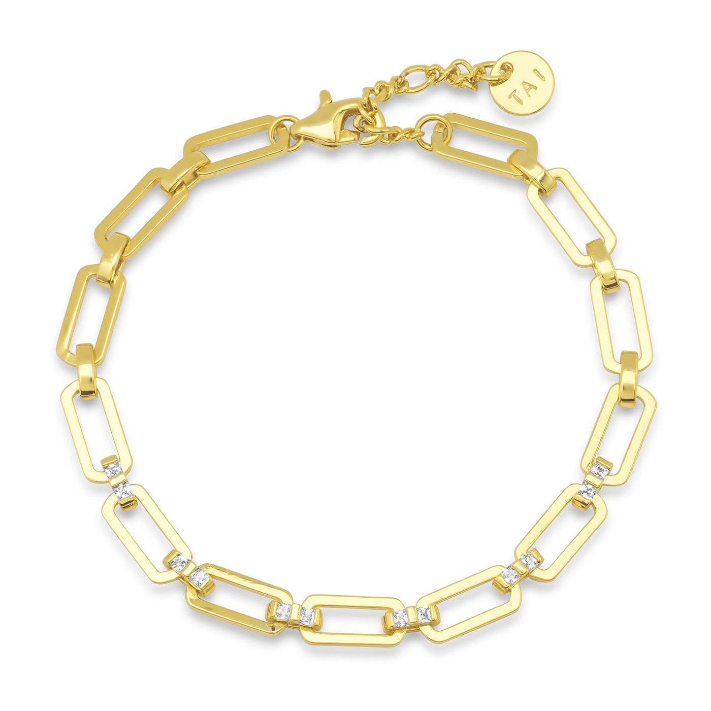 TAI JEWELRY Bracelet Link Chain Bracelet with CZ Accents