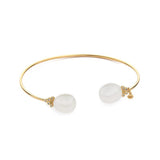 TAI JEWELRY Bracelet Medium Pearl And Cz Open Cuff