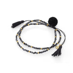 TAI JEWELRY | Neutral Double Strand Pom Pom Beaded Bracelet | Bracelet |
