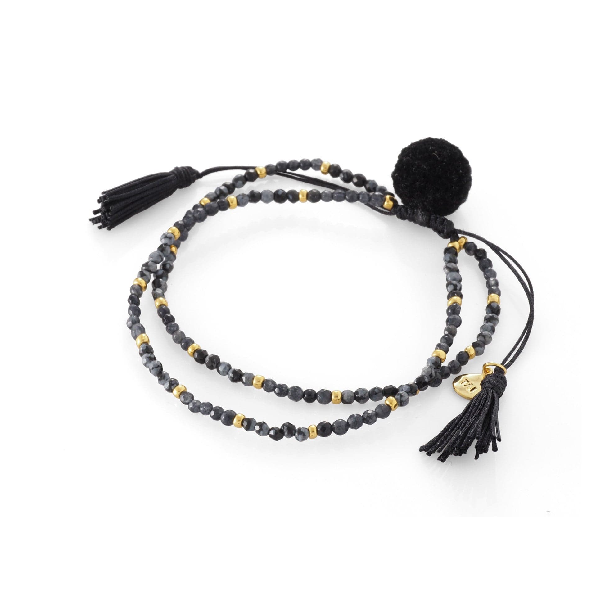 TAI JEWELRY | Neutral Double Strand Pom Pom Beaded Bracelet | Bracelet |